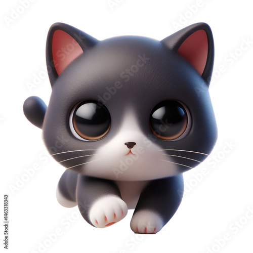 Cute 3D cat isolated on white background