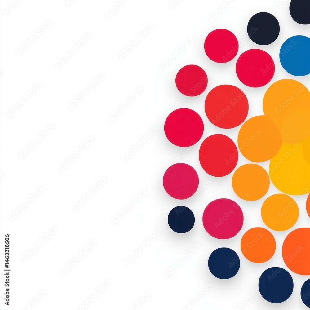 Colorful Abstract Art Design Featuring Various Circle Shapes with Multiple Vibrant Colors on a Clean White Background