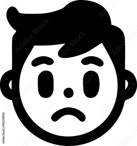 Sad boy emoticon feeling down upset mood unhappy expression