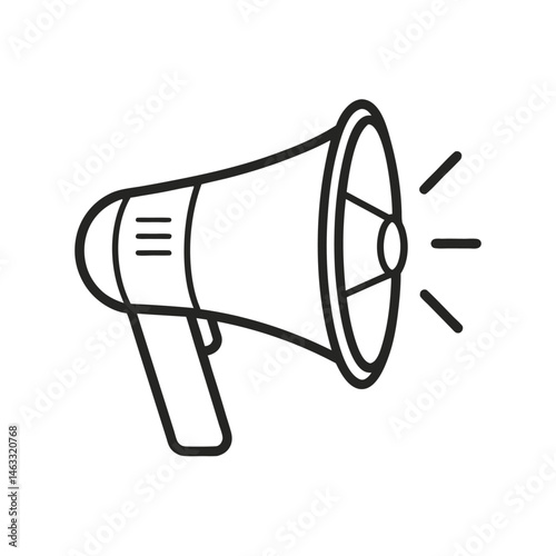 Megaphone Isolated on White Background – Loudspeaker Device for Promotion, Announcement, and Communication