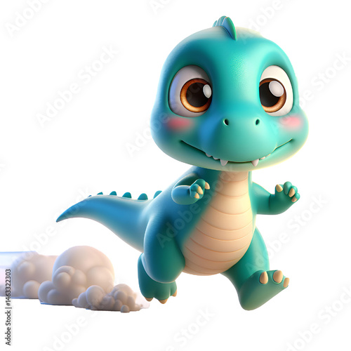 Cute 3D dinosaur isolated on white background