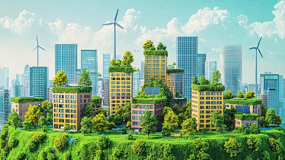 Obraz premium Green urban ecological buildings