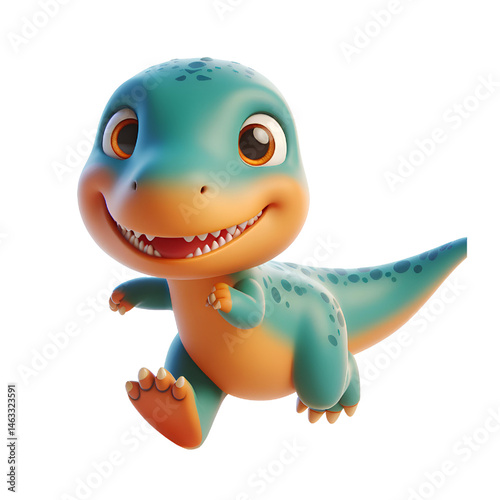 Cute 3D dinosaur isolated on white background