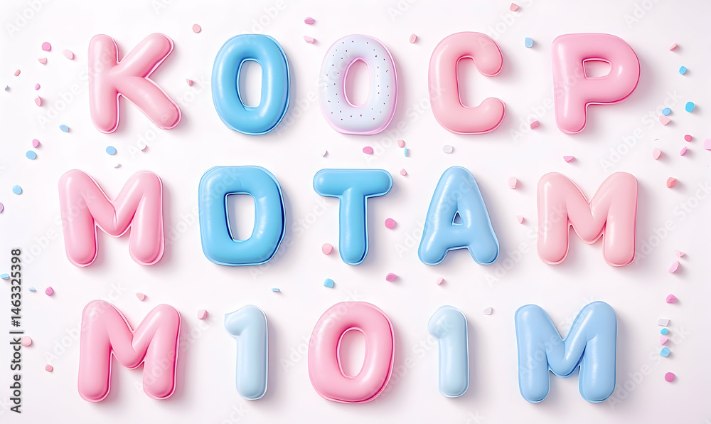 Fototapeta premium Pastel letters and numbers on white background