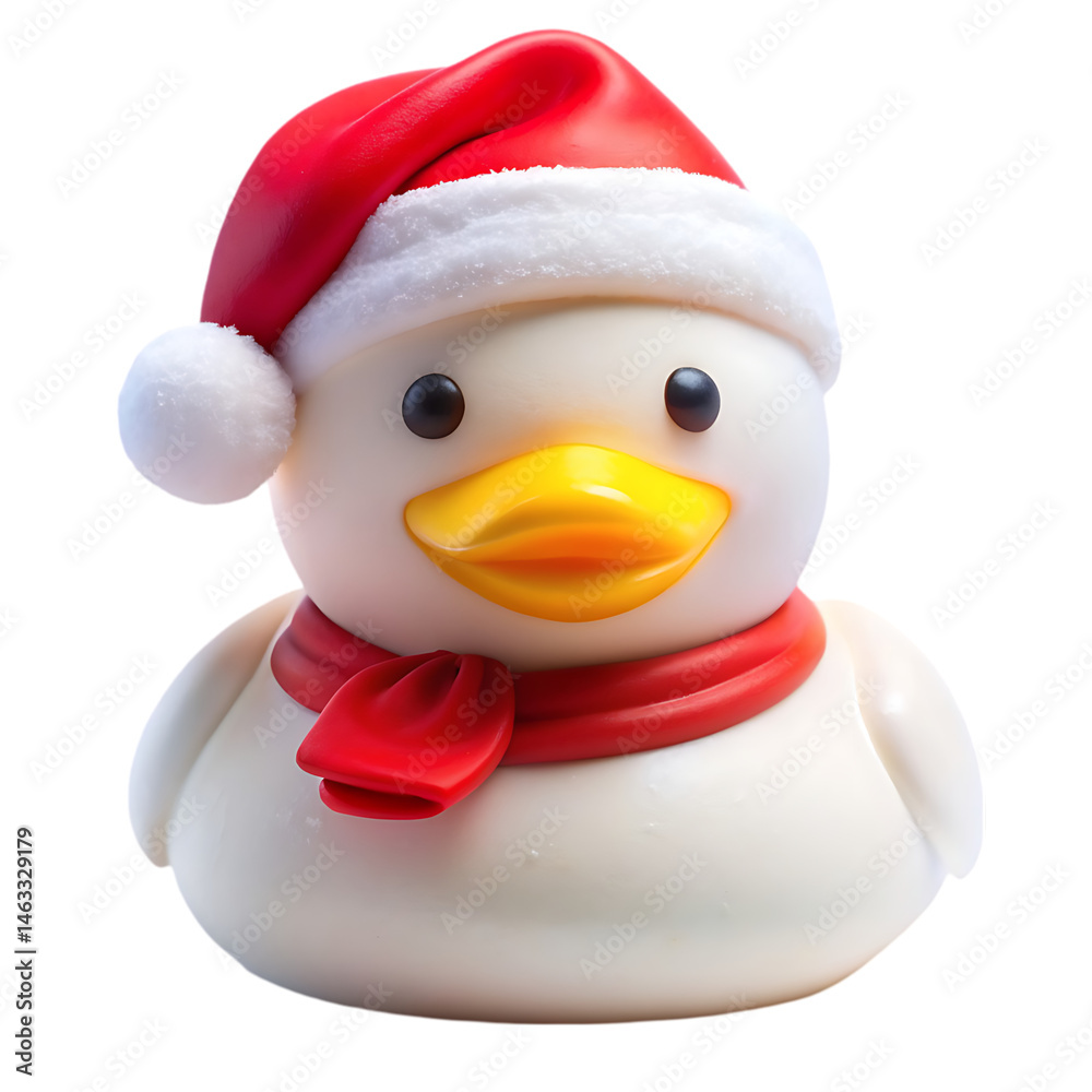 Fototapeta premium Adorable Christmas Rubber Duck in Santa Hat