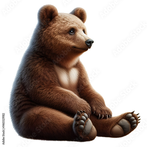 Cute 3D bear isolated on white background