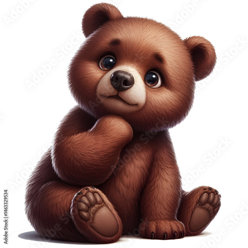 Cute 3D bear isolated on white background