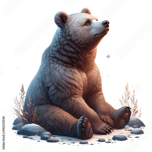 Cute 3D bear isolated on white background