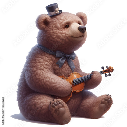 Cute 3D bear isolated on white background