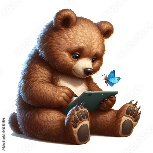 Cute 3D bear isolated on white background