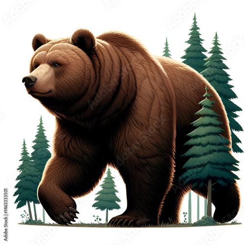 Cute 3D bear isolated on white background