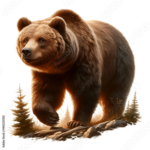 Cute 3D bear isolated on white background