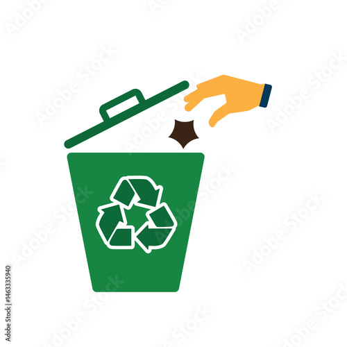 trash icon. vector throw away trash. recycling symbol. sustainability. reuse web icon, eco-friendly, used goods, green energy. Solid design style