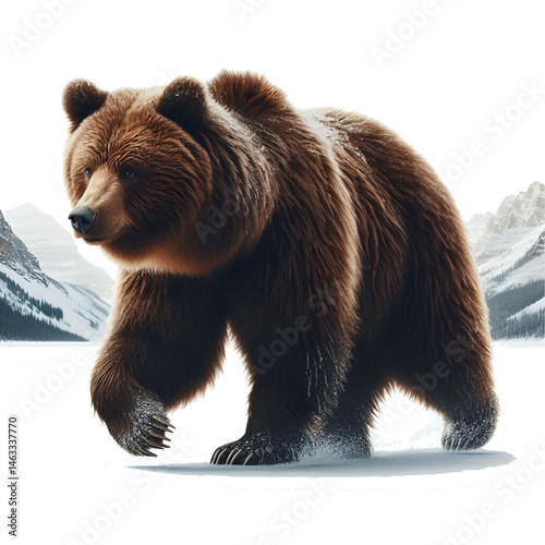Cute 3D bear isolated on white background