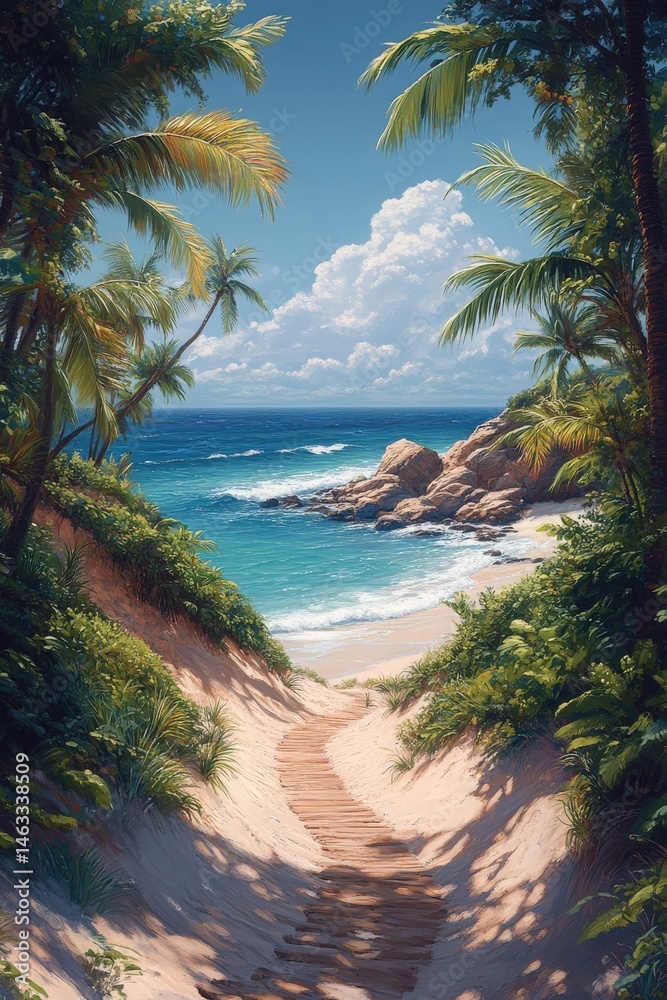 Tropical Beach Path Hidden Paradise Island Getaway.