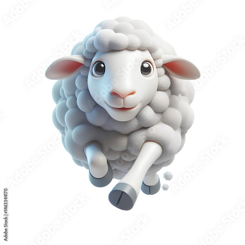 Cute 3D sheep isolated on white background