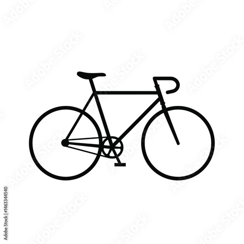 Simple black silhouette of a bicycle for transportation and cycling concepts