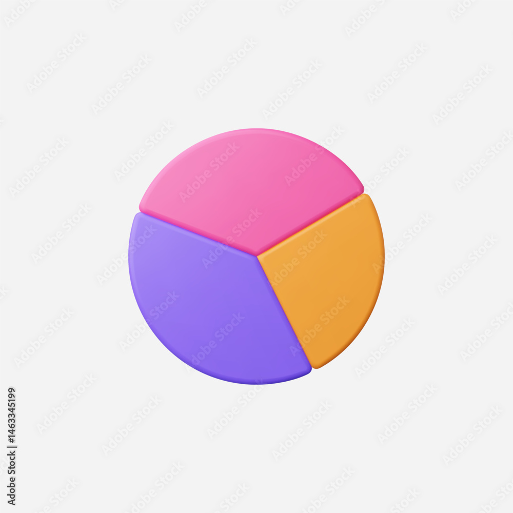 Fototapeta premium 3d Realistic Circle diagram, Pie chart vector illustration
