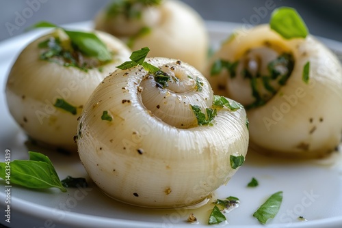 Obraz na płótnie Escargot: culinary delight, gourmet treat, delicacy dish, edible mollusk, classic cuisine, flavorful meal, French specialty, seasoned snail, refined taste, exquisite preparation. w salonie