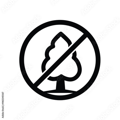 Prohibition of trees sign vector illustration showing no trees allowed symbol in black color