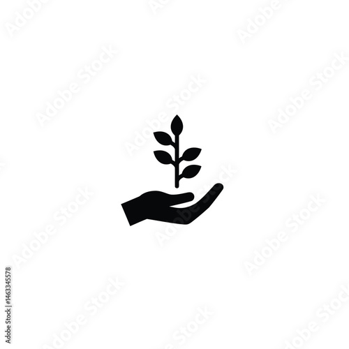 Hand holding plant symbolizing growth sustainability ecology nature environment and conservation