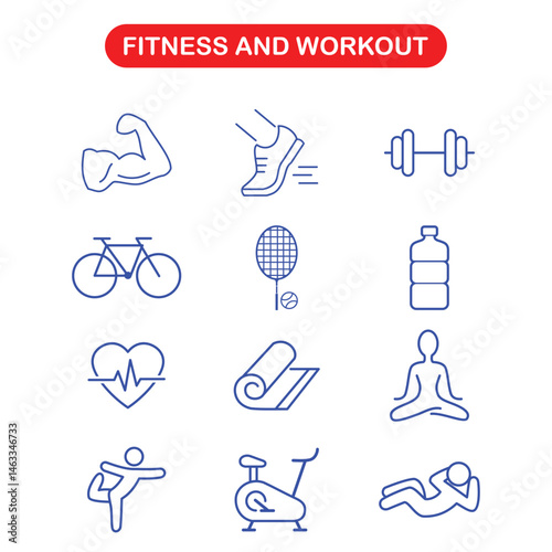 set icon of fitness and sport