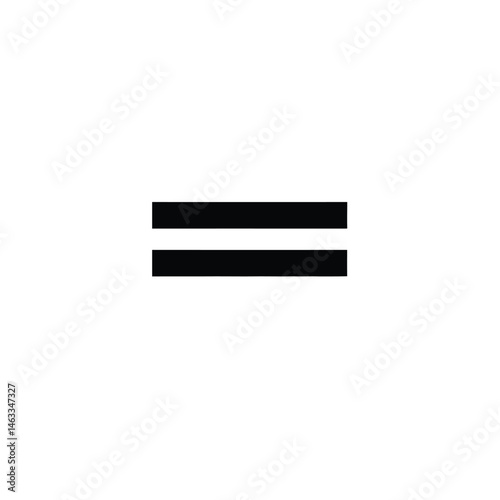Graphic representation of equal sign with thick black lines on a white background
