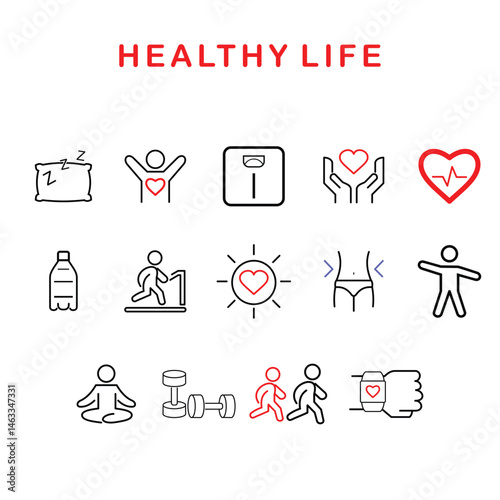 healthy life Set – Healthcare and worklife balance in Vector Style
