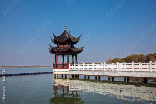 chinese pavilion in the park photo