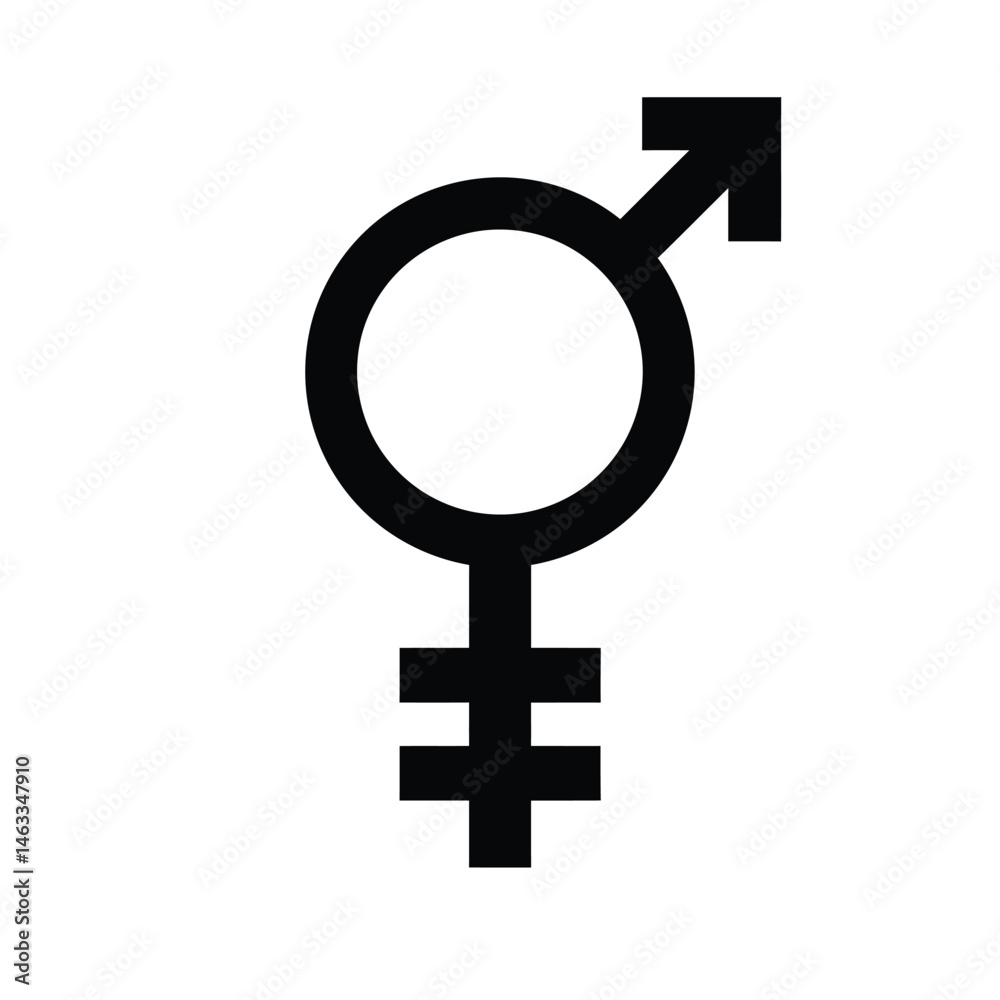 Black and white androgyne symbol for gender identity and lgbtq concepts on white background Black and white androgyne symbol for gender identity and lgbtq concepts on white background