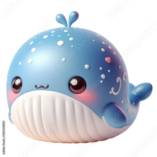 Cute big 3D whale isolated on white background