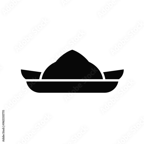 Minimalist black silhouette icon depicting traditional mongolian hat symbolizing culture and heritage
