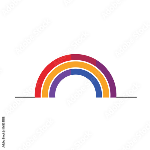 Colorful rainbow vector illustration on white background depicting optimism and hopeful concepts