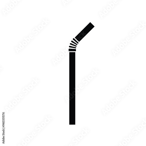 Simple black and white bent drinking straw isolated on white background