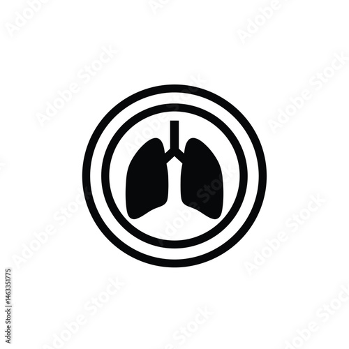 Simple vector illustration of human lungs within a circular frame depicting respiratory health
