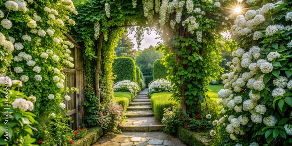 Summer Beauty: White Garden Ivy Landscape Photography - Long Exposure Summer Beauty: White Garden Ivy Landscape Photography - Long Exposure