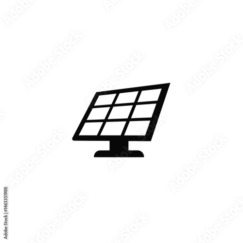 Simple black and white icon of a solar panel for renewable energy resources