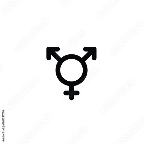Simple black and white transgender symbol representing gender identity and equality
