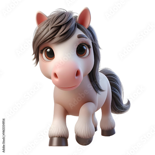 Cute 3D horse isolated on white background