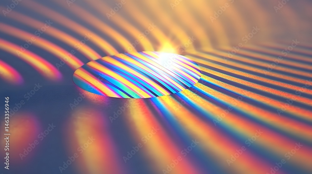 Holographic Rainbow Foil Background with Diffraction Pattern