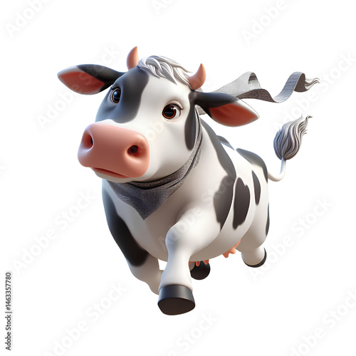 Cute 3D cow isolated on white background