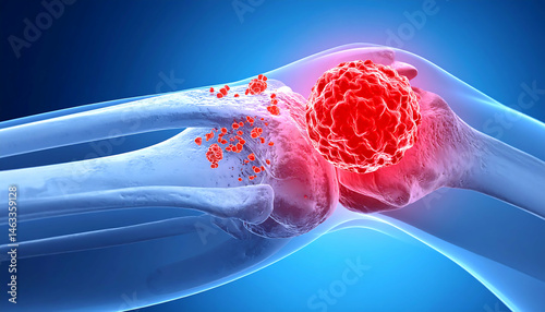 Understanding Bone Cancer: 3D Visual of Tumor in Knee Joint photo