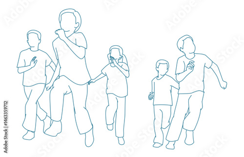  Group of children running in park