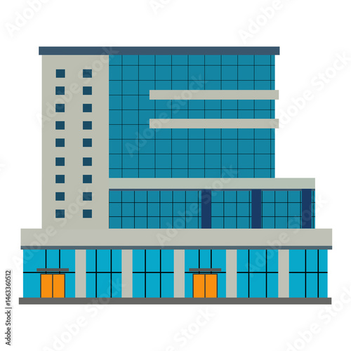 Wallpaper Mural Modern office building architecture showcases a glass facade reflecting the blue city sky Torontodigital.ca