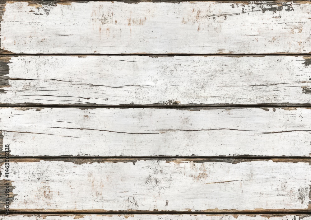 Whitewashed wooden planks, weathered and distressed. Horizontal, layered wood grain, light gray/white paint. Visible wood knots and texture Whitewashed wooden planks, weathered and distressed. Horizontal, layered wood grain, light gray/white paint. Visible wood knots and texture
