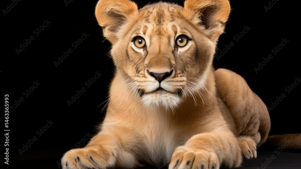 Obraz premium calm lion sitting white background