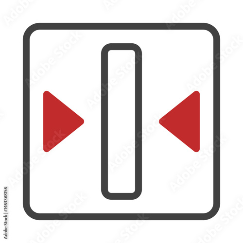 Abstract graphical representation signifying vertical symmetry with arrow indicators