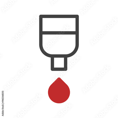 Stylized depiction of a drop dispensing from a reservoir for graphic design