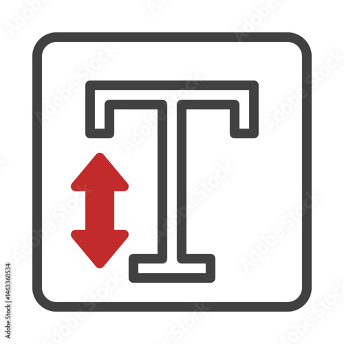 Text height alteration icon presenting vertical adjustment with typographic element