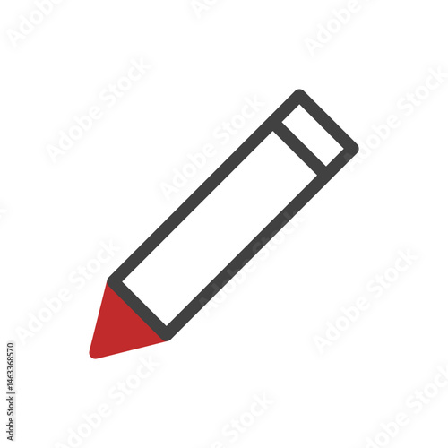 Stylized depiction of a drafting pencil in minimalist outline with red tip